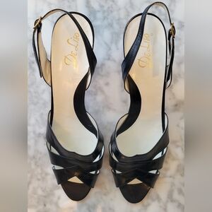 De Liso ALL LEATHER Vintage black slingback size9